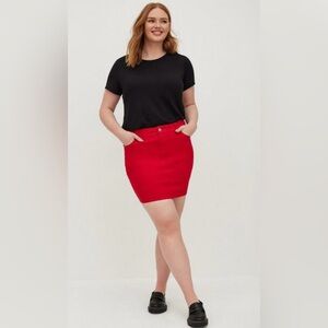 Torrid Ruby Red Denim Mini Skirt Size: 16